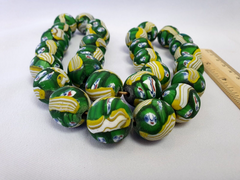 Vintage Trade Beads Very Unique face Glass Beaded Strand Necklace 22mm