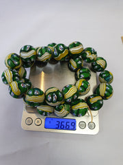 Vintage Trade Beads Very Unique face Glass Beaded Strand Necklace 22mm