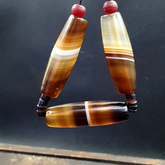 Lot 3 Antique Old Yemeni Agate Natural Rare pattern Banded Agate Beads Necklace