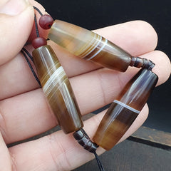 Lot 3 Antique Old Yemeni Agate Natural Rare pattern Banded Agate Beads Necklace