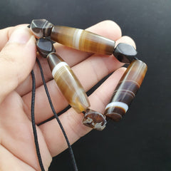 Lot 3 Antique Old Yemeni Agate Natural Rare pattern Banded Agate Beads Necklace
