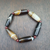 Lot 6 Antique Old Yemeni Agate Natural Rare pattern Banded Agate Bead BR1