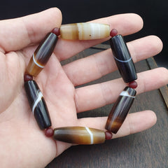 Lot 6 Antique Old Yemeni Agate Natural Rare pattern Banded Agate Bead BR1