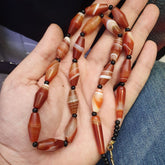 Red Agate rare patterns Himalayan indo Tibetan Agate carnelian Beads Necklace