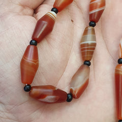Red Agate rare patterns Himalayan indo Tibetan Agate carnelian Beads Necklace