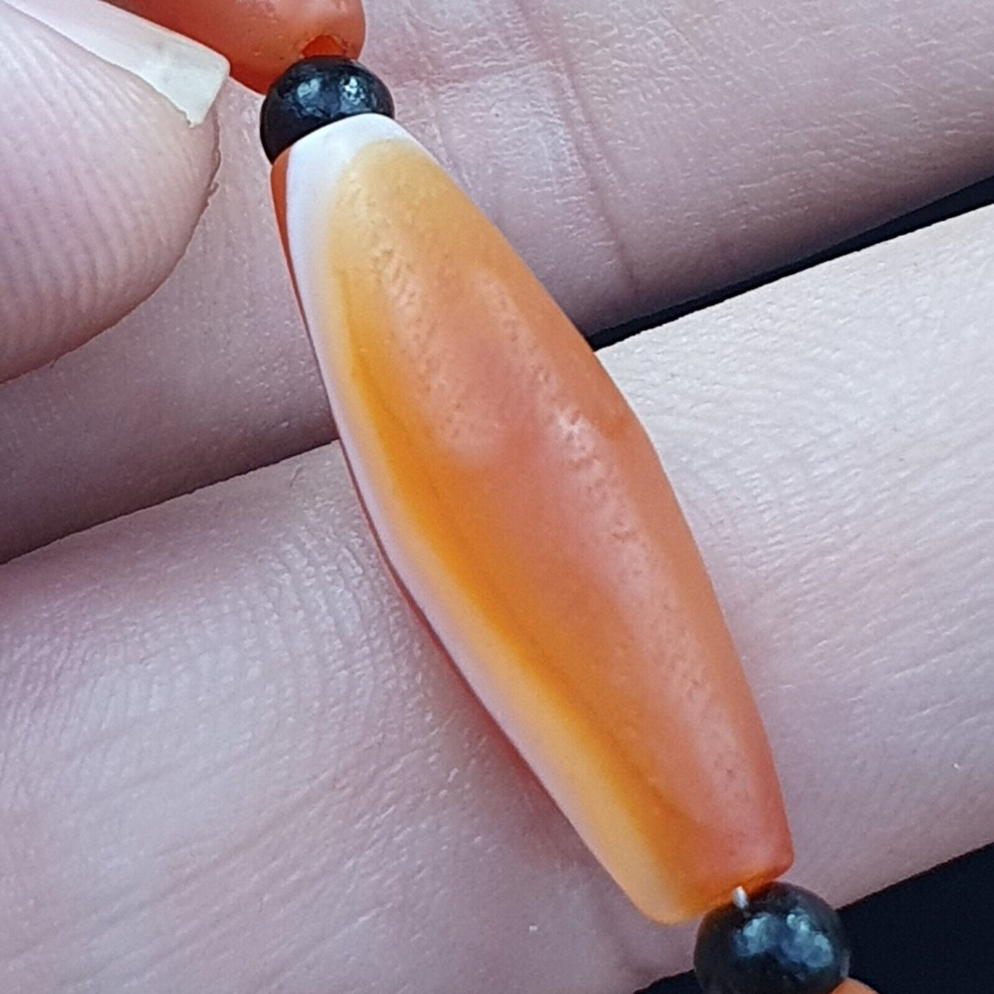 紅瑪瑙稀有圖案喜馬拉雅印度西藏瑪瑙紅玉髓珠項鍊 N2