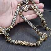 RARE Very Old PUMTEK BEADS Necklace Palmwood Great Patterns Necklace NC22