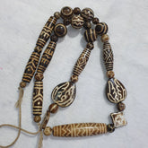 RARE Very Old PUMTEK BEADS Necklace petrifiedwood Great Patterns Necklace NC45