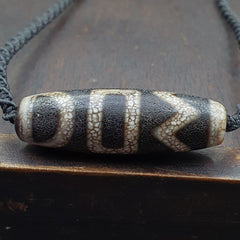 Tibetan dzi bead old amulet Agate rare Pattern Vintage Tibet pendant Necklace