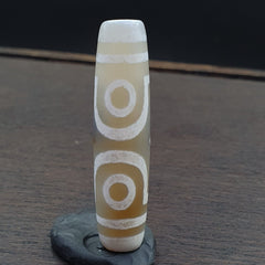 Unique Grey Dendritic Agate Tibetan Agate 3 Eyes Agate stone Dzi Bead Amulet