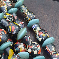 BEAUTIFUL OLD Mosaic Bottle GLASS Vintage ANTIQUE BEADS