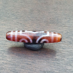 INDO TIBETAN Himalayan 3 Totem Eyes Red Agate bead Amulet Dzi