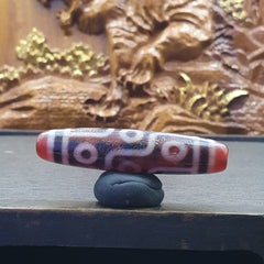Power Bead INDO TIBETAN Himalayan 9 Totem Eyes Red Agate bead Amulet Dzi