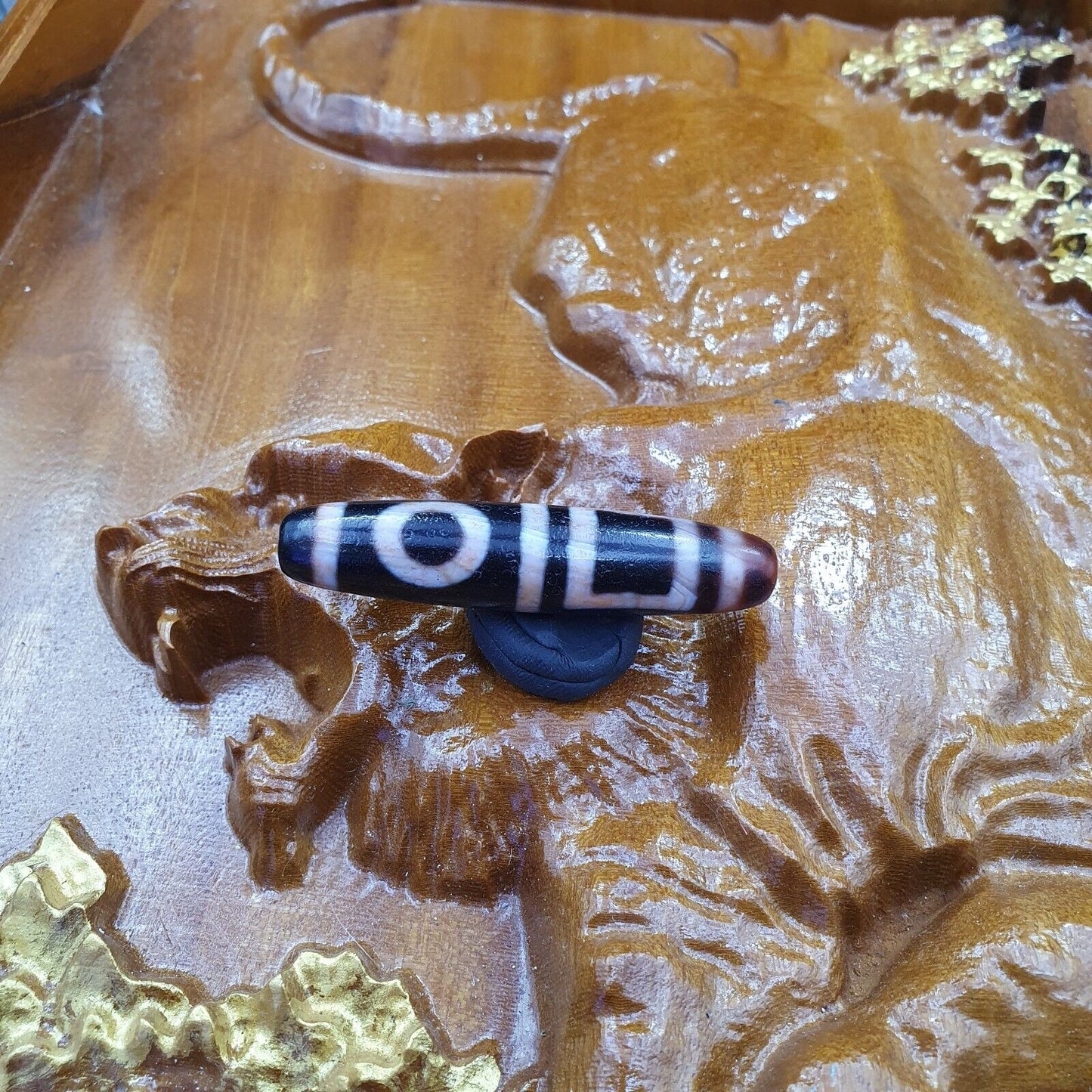 印度藏喜馬拉雅 4 個圖騰眼紅瑪瑙珠護身符天珠