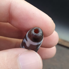 RarE pattern INDO TIBETAN Himalayan 4 Totem Eyes Red Agate bead Amulet Dzi
