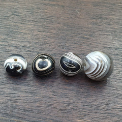Lot 4Ancient Antique INDO Himalayan Eye Beads Soleimani Banded Agate Beads