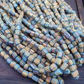 Lot 2 Strands OLD AFRICAN Turquoise Blue Stripes GLASS BEADS Vintage Strands