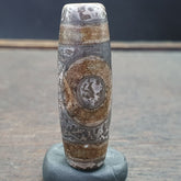Vintage Old Tibetan 2Circle Eyes Agate stone Dzi Bead Amulet S-1