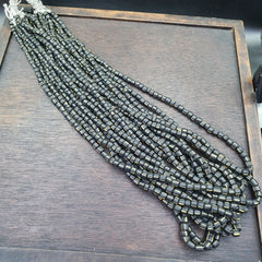 Lot 2 Strands OLD AFRICAN Yellow Stripes Black GLASS BEADS Vintage Strands