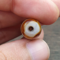 Vintage Old Tibetan 2 Eyes Agate stone Dzi Bead Amulet S-3
