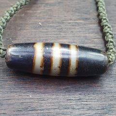 Vintage Old Tibetan 2 Eyes Agate stone Dzi Bead Amulet S-5