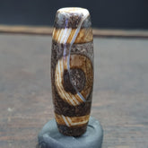 Vintage Old Tibetan 2 Eyes Agate stone Dzi Bead Amulet S-6