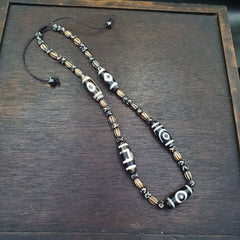 Vintage Antique Indo Tibetan Agate Beads Dzi Necklace