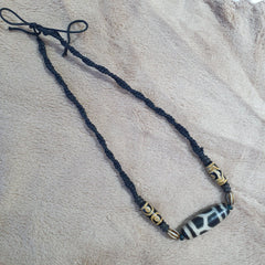 Vintage Antique Indo Tibetan Agate Beads Dzi Necklace