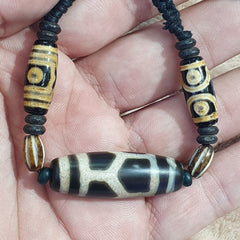 Vintage Antique Indo Tibetan Agate Beads Dzi Necklace