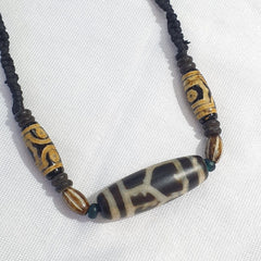 Vintage Antique Indo Tibetan Agate Beads Dzi Necklace