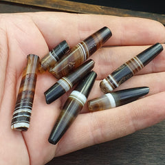 Lot 7 Antique Old Yemeni Agate Natural Rare pattern Banded Agate Bead BD L7