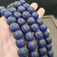 Vintage Cobalt Blue GLASS ANTIQUE BEADS 15-16MM necklace