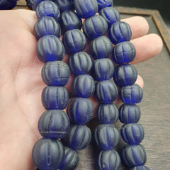 Vintage Cobalt Blue GLASS ANTIQUE BEADS 15-16MM necklace