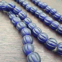 Vintage Cobalt Blue GLASS ANTIQUE BEADS 15-16MM necklace