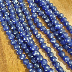 Vintage white Dots Blue GLASS ANTIQUE BEADS 9.5-10MM