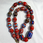 Vintage Venetian African Style Chevrons, Eye Glass Beads Necklace N-46
