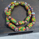 Vintage Venetian African Style Chevron Eye Glass Beads Necklace N-45