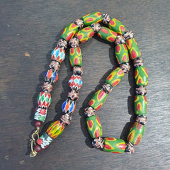 Vintage Venetian African Style Chevron Eye Glass Beads Necklace N-45