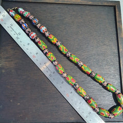 Vintage Venetian African Style Chevron Eye Glass Beads Necklace N-45