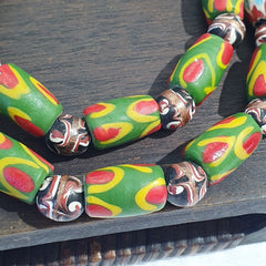 Vintage Venetian African Style Chevron Eye Glass Beads Necklace N-45
