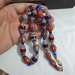 Vintage Venetian African Style Chevrons, Eye Glass Beads Necklace N-47