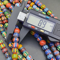Vintage Venetian African Style Glass Chevron 8.5-9mm Beads Long Strand