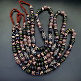 Vintage Fancy Aventurine Skunk Feather Venetian Style Beads | African