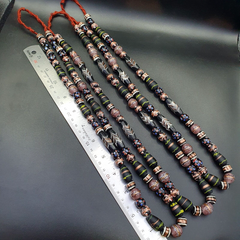 Vintage Fancy Aventurine Skunk Feather Venetian Style Beads | African