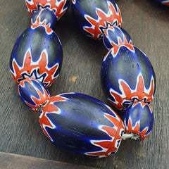 Vintage Old Blue Chevron Trade beads Big Size 40mm Beads Necklace