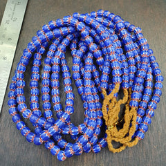 Vintage Old Blue Chevron Trade beads Old African9-9.5mm Glass Beads Necklace