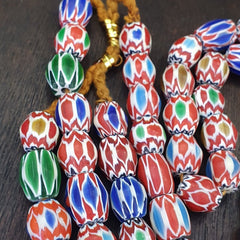 Lot 2  Strands Vintage Chevron Beads Venetian Style 15-16mm Glass Beads