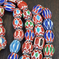 Lot 2  Strands Vintage Chevron Beads Venetian Style 15-16mm Glass Beads