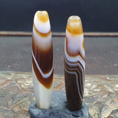 Pair Of Vintage Old Middle Eastern Persian Agate Natural Eye Agate Bead PMD-2