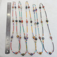 Lot 5 pcs African Glass Beads With Afghan Tiny Seed beads Necklaces SD-2
